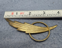 Art Deco Feather Brooch Pin 3.5 In Gold Elegant Vintage Glam Chic Retro Gift