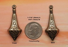 #0498 ANTIQUED GOLD VINTAGE DOUBLE SIDED DROP W/TOP HANG RING – 1 Pair