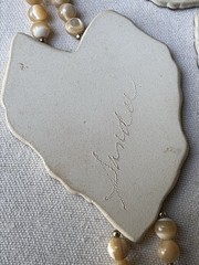 Stunning Vintage Signed “SANDEE” Mother-of-Pearl Pendant Necklace and Earring