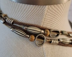 Ethnic Metal Wood Beads 2 Layered 18″ + 3.5″ Extender