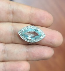 Vintage Platinum Engagement Ring 5.50ct.Natural Sky Blue Marquise Aquamarine