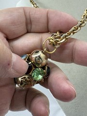 Gold Tone VTG Rhinestone 3D Flower Basket Pendant Necklace LOOK