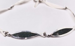 SOSA STERLING 14″ FISH NECKLACE & S.B.EARRINGS MEXICO INLAID TURQUOSE CHIPS