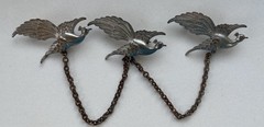 Vintage Flying Birds Chatelaine Sweater Chain Brooches Collar Pins