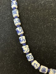 Vintage Chinoisserie Porcelain Hand Knotted Bead Necklace, Filigree Clasp