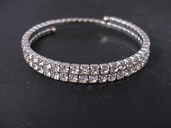 Silver metal crystal women’s bangle bracelet – Fits all wrists
