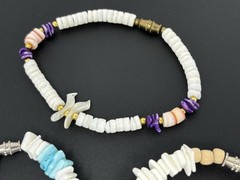 Vintage Y2K 90s Puka Shell Heishi Necklace Bracelet Lot 10 Surfer Hawaiian Beach