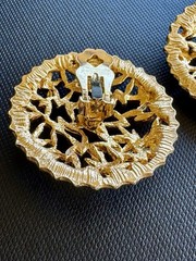 Vintage Bold Clip Earrings Chunky Runway Statement Gold Tone Button Textured 80s