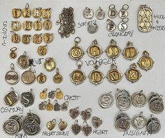 Vintage Waxing Poetic Sterling Silver Charms Initial Seal Insignia Letters