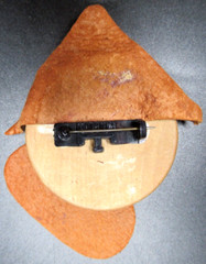 Darling Whimsical WWII Wood & Leather Soldier Vintage Pin Brooch