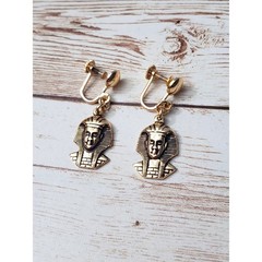 Vintage Screw On Earrings – Egyptian Pharaoh Design Dangle