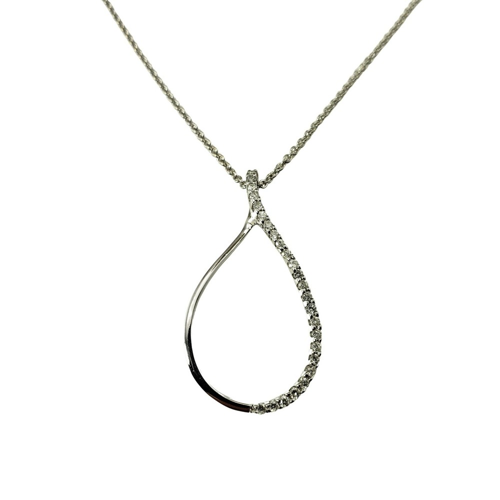 Vintage 14 Karat White Gold Diamond Pendant Necklace #11281