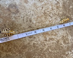 Vintage Sweater Clips Gold Tone Flower Faux Pearl Chain Mid Century 1950s