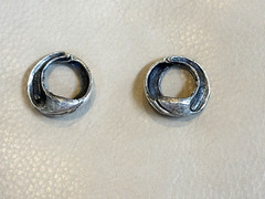 Vintage Signed Tortolani Hinged Clip On Earrings Silver Tone