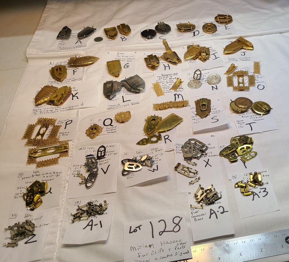 Vtg Fur Dress clips Mariam Haskell Findings Filigree some Signed perforated 128