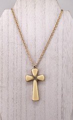 Vintage 1970’s Avon “Juliet” Cross Pendant Necklace Ivory Color, Gold Tone Chain