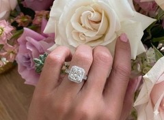 14k White Gold Engagement Ring 6.30ct Lab Grown Diamond Radiant Shape H-VS1