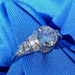 Original EARTH MINED DIAMOND Deco Engagement RING Vintage PLATINUM Solitaire S 5
