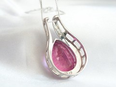 Sterling Silver 925 Pink Topaz Large Slide Pendant Necklace