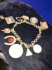 Vintage Story-Telling Charm Bracelet w/ 10 Charms HS College Sororities Wedding