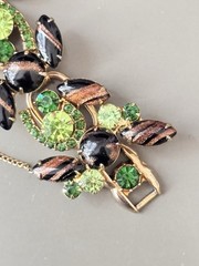 Vintage Verified JULIANA BOOK SET Aventurine Gold Fluss Bracelet Brooch Earrings