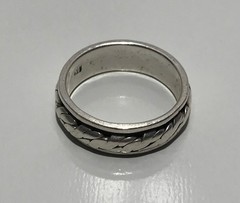 Vintage 925 Sterling Silver Spinner Rope Band Ring Size 7.75