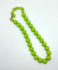 Vintage West Germany Apple Green Lime Bubblegum Beaded Choker Necklace
