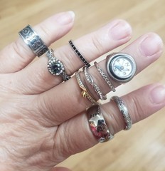 2 Ibs Mystery Jewelry Rings Vintage Modern Lot Bracelets Etc Silver Tone
