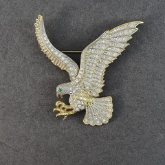 Jewelry Lot Bird Brooch Pin Eagle Hummingbird Roadrunner Rhinestone Enamel Gold