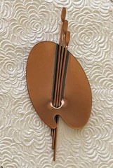 Vintage signed RENOIR copper artist palette brooch pin