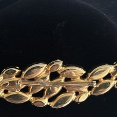 VTG Large Brown And Chartreuse Yellow Navette Marquis Rhinestone Brooch 4.5 In