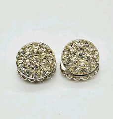 Sarah Coventry Earrings Silver Tone Clip On Reversible Crystal Accent .75 in