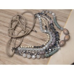 Multi Strand Beaded Necklace: Neutral Tones, Layered Statement Jewelry