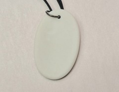 BRIGANTIA CELTIC GODDESS Porcelain Oval Pendant w/ Black Silk Cord Necklace NIB