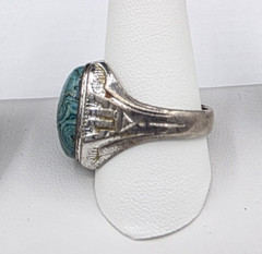 Vintage Clark & Coombs Chrysocolla Sterling Ring Size 11.75 Southwestern Theme