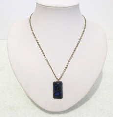 Rolf and Soleig Haukaas Blue Enamel Copper Guilloche Pendant Necklace Norway