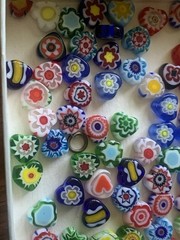 Vintage Handmade Small Murano Venetian millefiori art glass bead LOT 110 Hearts