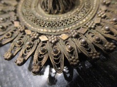 Vintage Estate Ethnic Sterling Silver Filigree Hand Made Flower 2-1/4 Brooch Pin