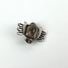 Vintage 935 Silver Jelly Belly Bee Bug Insect Pin Brooch Gray Clear Lucite Belly