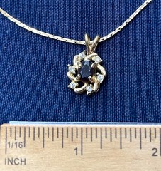 1980’s General Garnet Stone with 6 Clear Stones Surrounding Rhinestones Necklace