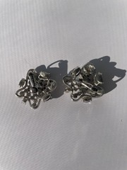 Vintage Francois Bracelet and Clip On Earrings Set Silver Tone with Rhinestones