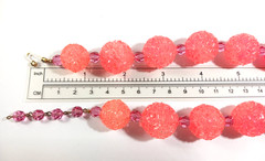 Bright Pink Orange Lucite Textured Ball Beaded Necklace ~ Marvella ~ 16 inch