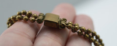 Vintage gold tone brass beaded bead ball three 3 strand graduated necklace 16″