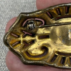 Vintage Art Deco Brooch Pot Metal Colorful Czech Rhinestones 2 Inches READ