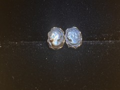 14K Shell Cameo Earrings – Two Pairs! 1930s Gold, 4 solid 14k butterfly backs