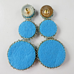 Pretty Turquoise Colored Beaded Dangle Drop Earrings Light Weight Round Long