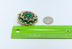 Gold Tone Faux Pearls & Cabochon Acrylic Stones Brooch Contemporary