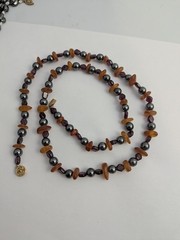 Vtg Handmade Necklace Lot Hematite Pearl Carnelian Garnet Beads Gold Filled