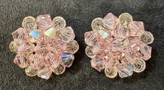 Vintage Light Pink Aurora Borealis Crystal Brooch & Clip On Earrings Set