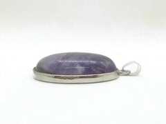 VTG~PURPLE PENDANT Oval Cabochon SUGILITE? MOSS AGATE? White Gold Plated 1.25″+